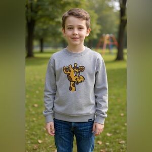 Bonobos Kids Gray Sweatshirt with Giraffe Design - Boys Size 19